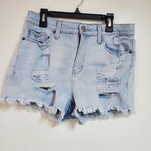 Womens Juniors Mudd Flex Stretch High Rise Shortie Denim Jean Shorts Size 11